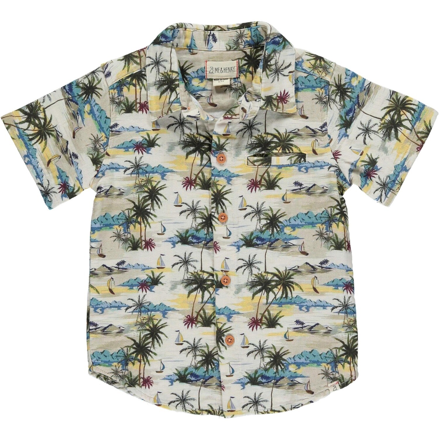 Me &amp; Henry  Maui cream hawaiian print woven shirt