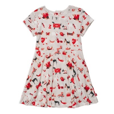 Magnetic Me &quot;I chews you&quot; S/S  doggy love twirl dress