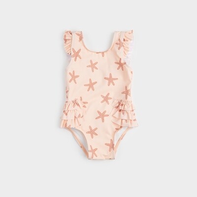 Petit Lem Starfish print on lt.pink one-piece swimsuit UPF 50+