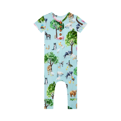Posh Peanut  Short Sleeve Henley romper-Brayden
