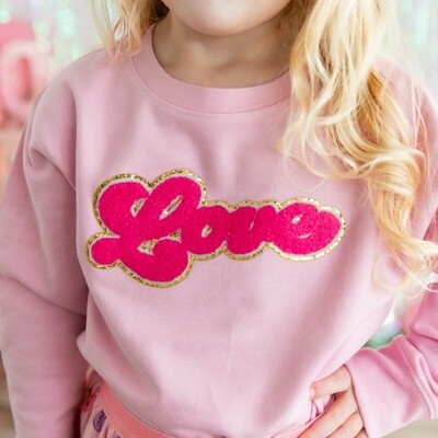 Sweet Wink Pink Love patch Valentine's Day Sweatshirt