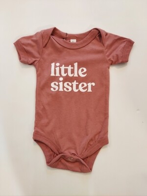 Gladfolk organic cotton mauve short sleeve &quot;Little Sister&quot; bodysuit