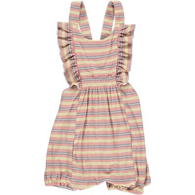Vignette Kristin shorty romper in pink multi ribbed stripe