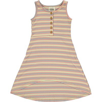 Vignette Daphne Dress- pink multi ribbed stripe