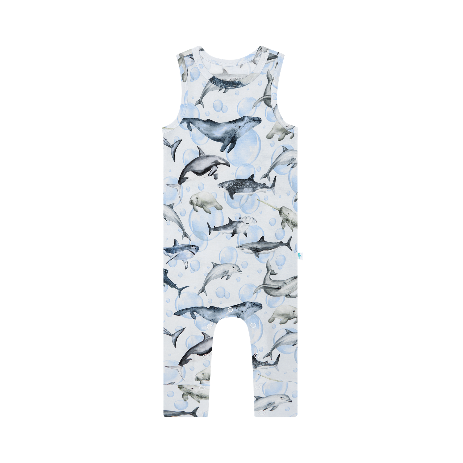 Posh Peanut Bamboo racer back romper one piece- Sharkly