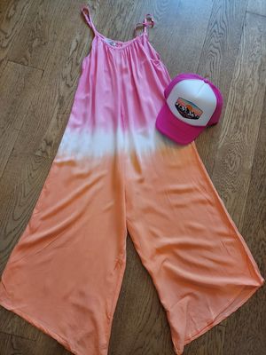 Joyous and Free Cove romper-dip dye pink/orange