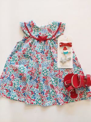 Mayoral soft cotton knit floral dress-red/blue flowers