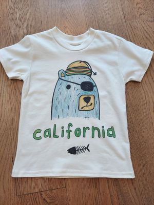 Orange Heat  Pirate Bear &quot;California&quot; Graphic Tee - Natural