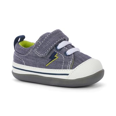 See Kai Run (First Walker) - Stevie II gray/lightning canvas