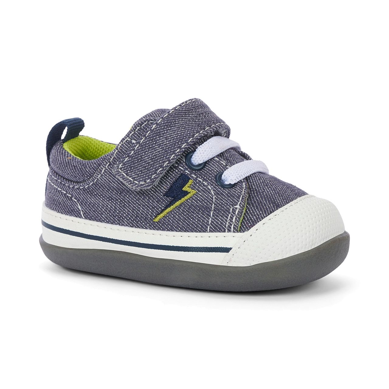 See Kai Run (First Walker) - Stevie II gray/lightning canvas
