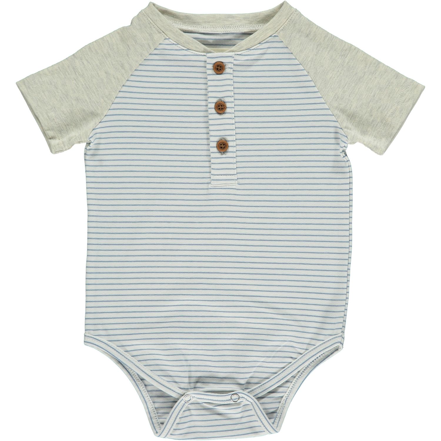 Me &amp; Henry League grey/white henley onesie