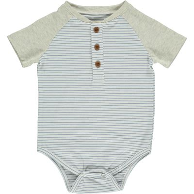 Me &amp; Henry League grey/white henley onesie