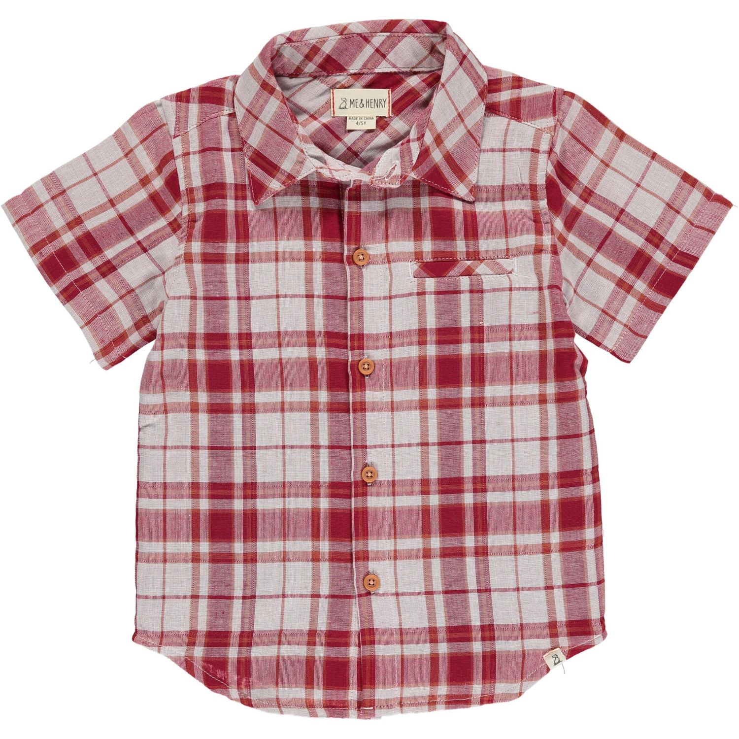 Me &amp; Henry  Newport red/cream plaid woven shirt