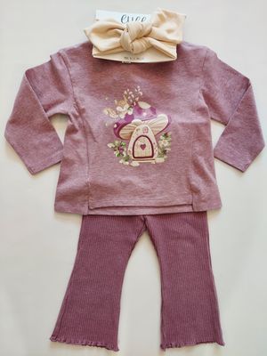 Fall Mayoral mauve mushroom top/ribbed flare leggings