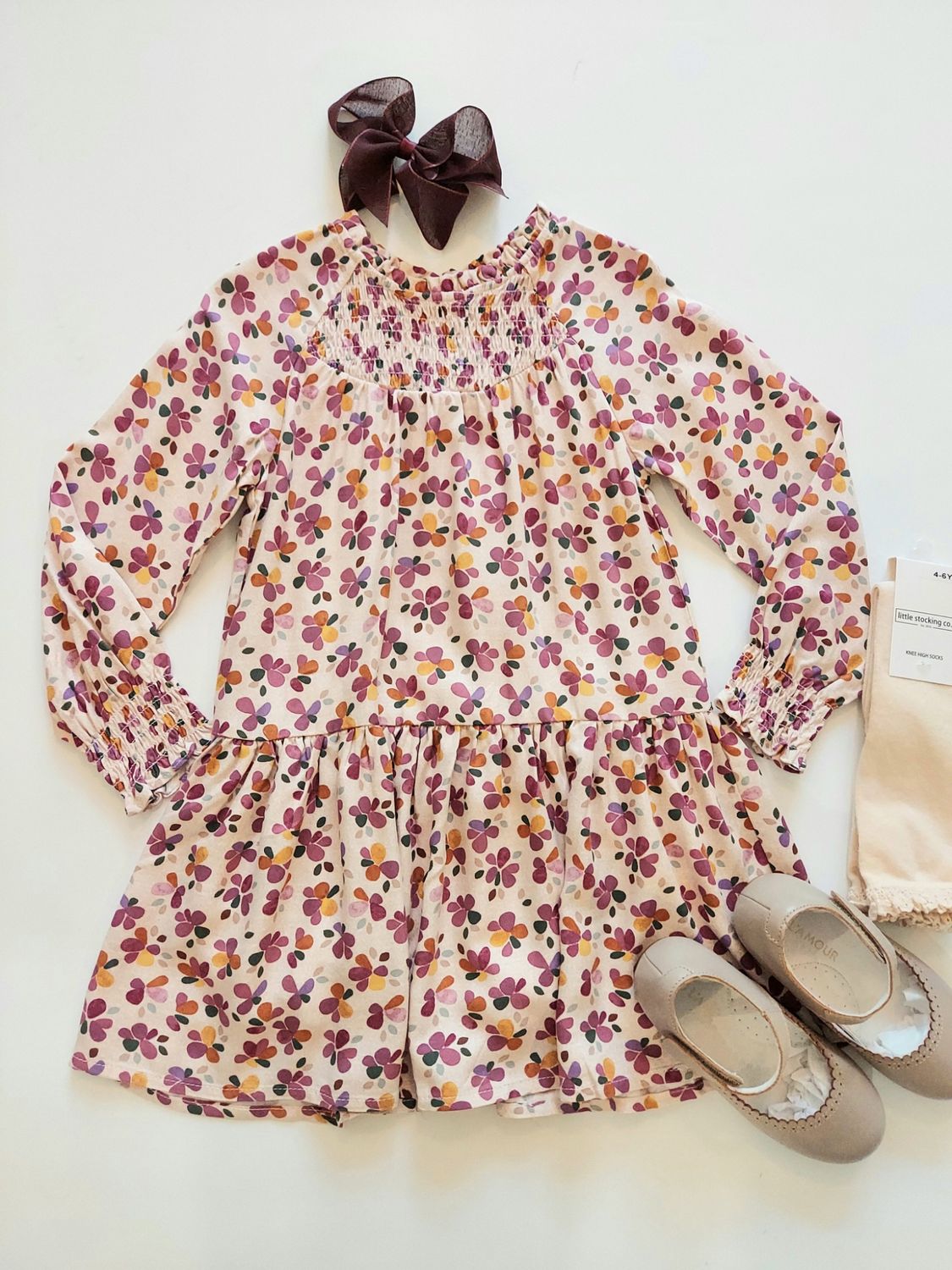 Fall Mayoral L/S smocked floral dress