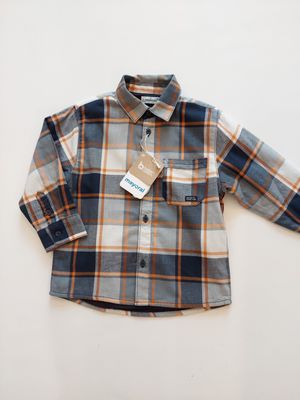 Mayoral navy plaid lined collared shirt