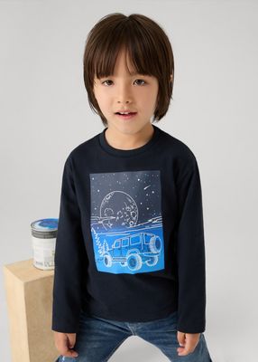 Mayoral navy space mission L/S t shirt- glows in the dark