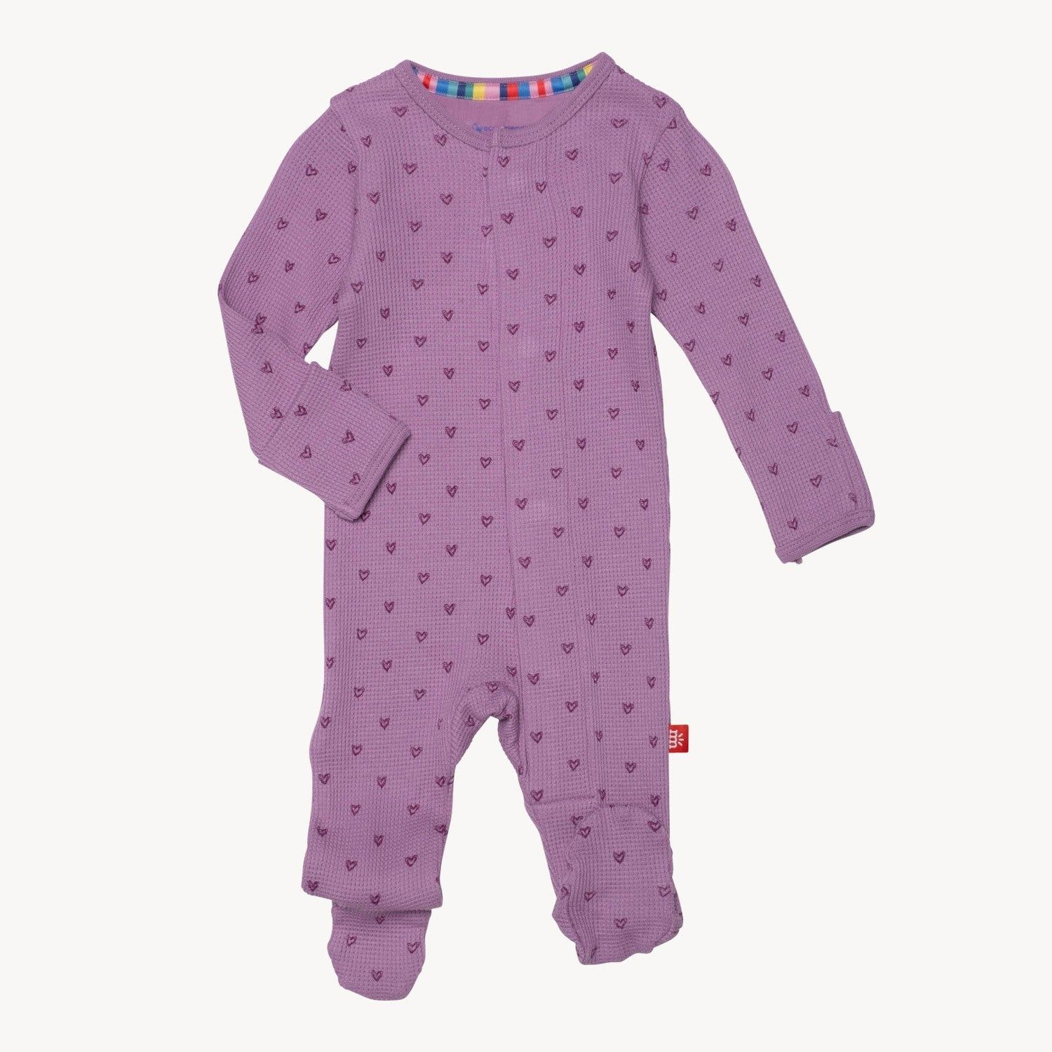 Magnetic Me &quot;raspberry pink waffle weave heart-modal/organic cotton blend footie