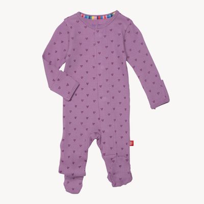 Magnetic Me &quot;raspberry pink waffle weave heart-modal/organic cotton blend footie