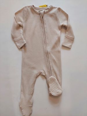 Angel Dear waffle weave oatmeal 2 way zipper footie
