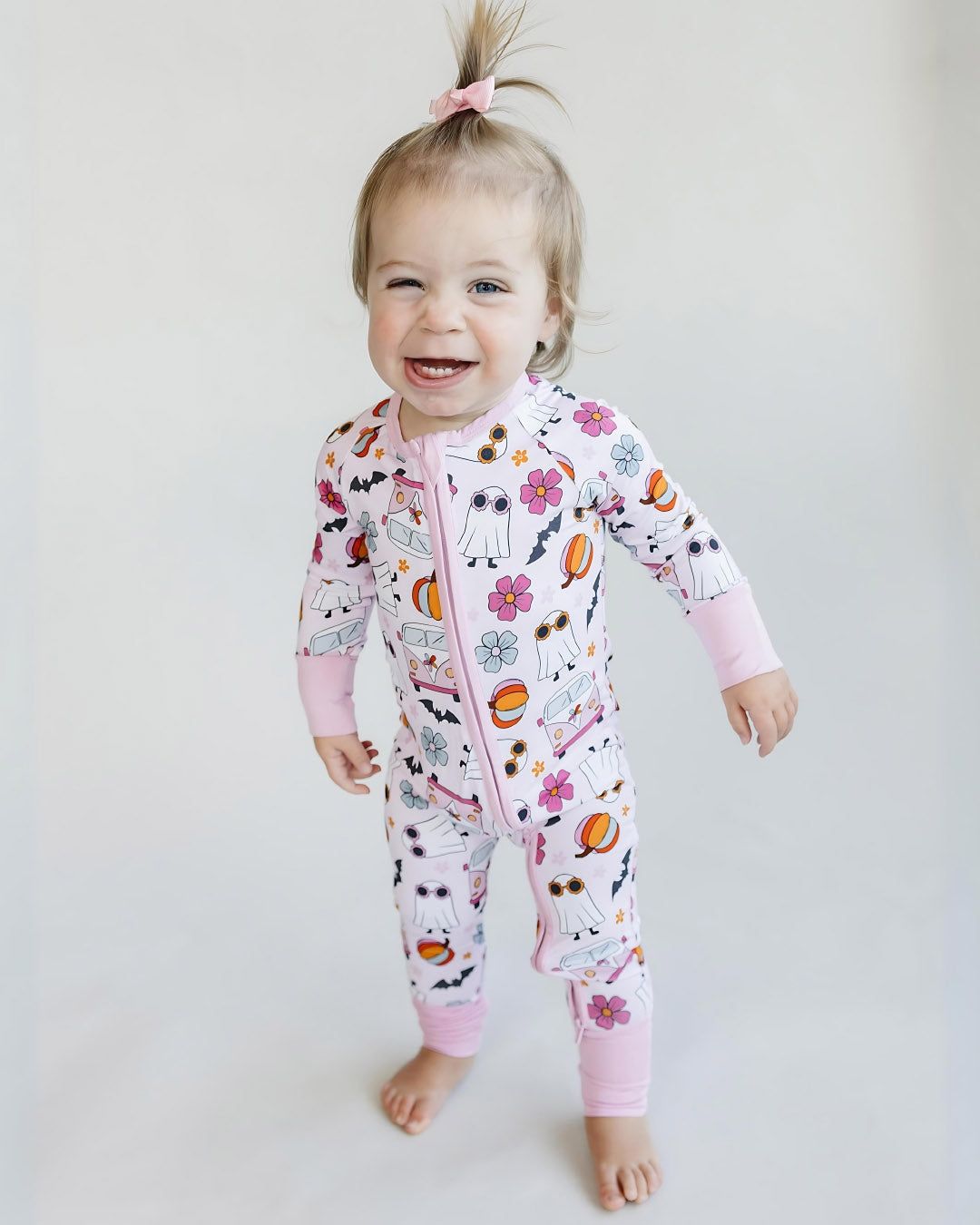 Lucky Panda Kids bamboo halloween retro ghost convertible sleeper