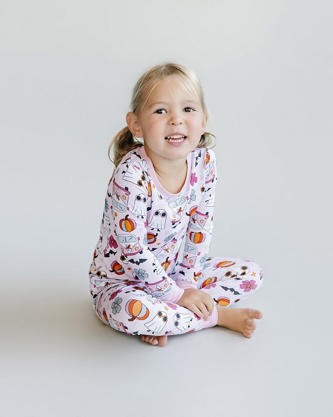Lucky Panda Kids Bamboo long sleeve retro ghost 2 pc. pajama set