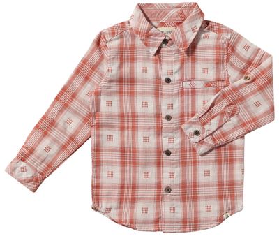 Me &amp; Henry rust/cream plaid collared shirt