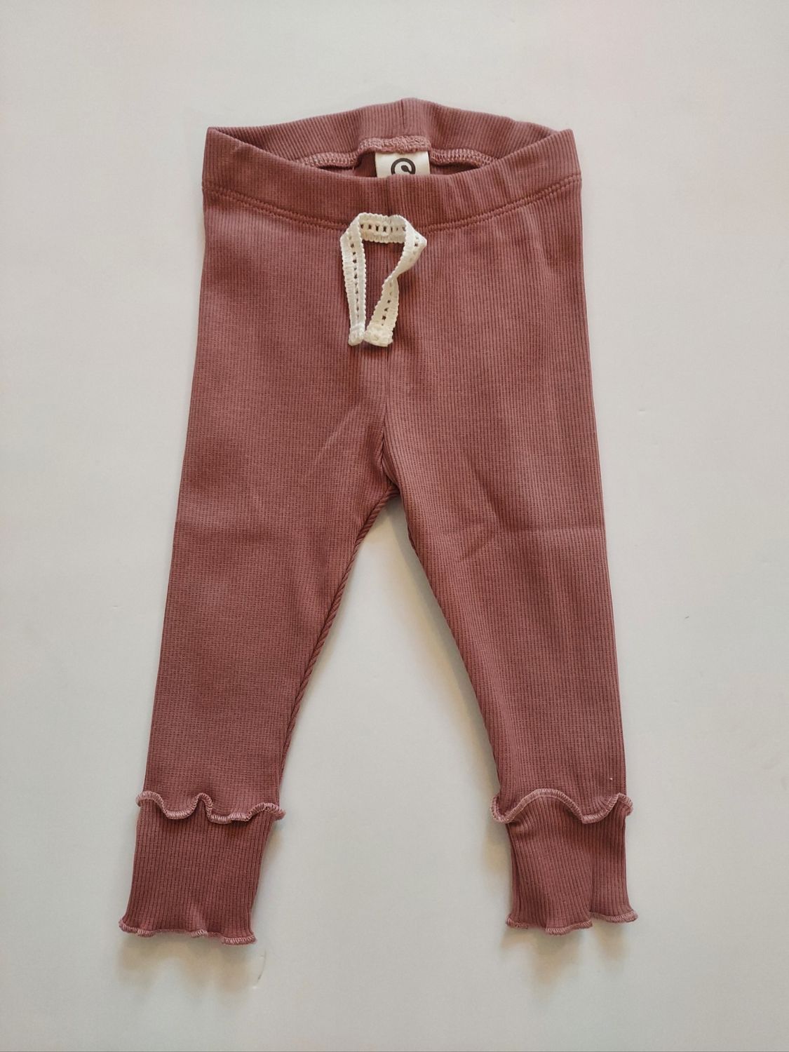 Danish Musli organic cotton ribbed leggings, daydream color