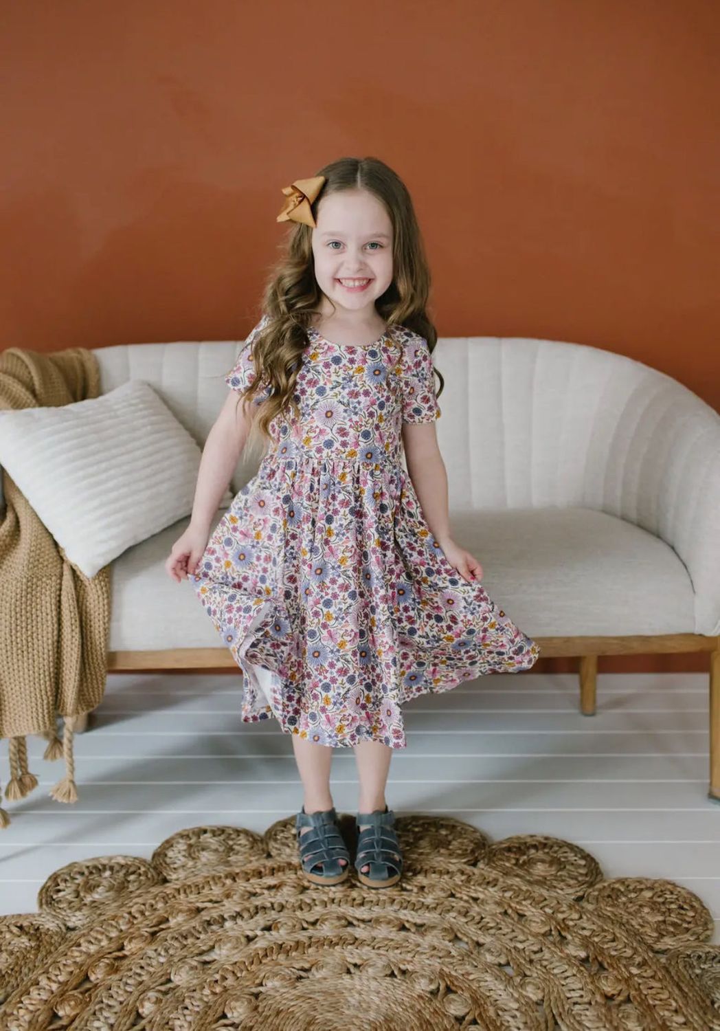 Ollie Jay Emile purple twirl dress in Plum Fields