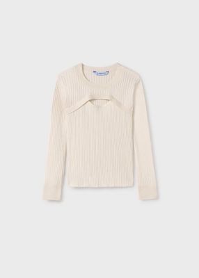 Fall Mayoral ribbed cutout sweater-ivory