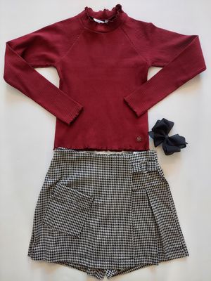 Fall Mayoral black/cream herringbone skort