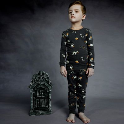Petit Lem  Howl-oween glow in the dark organic cotton PJ set