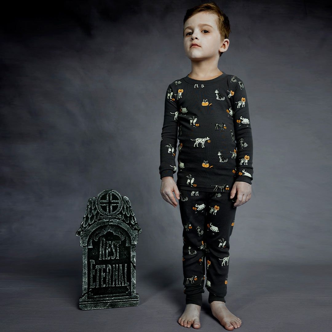 Petit Lem  Howl-oween glow in the dark organic cotton PJ set