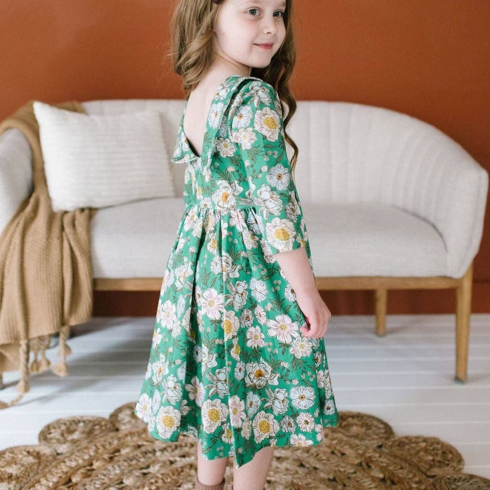 Ollie Jay Rubina  twirl dress in Vintage Greens print