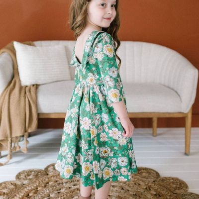 Ollie Jay Rubina  twirl dress in Vintage Greens print