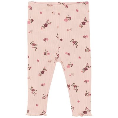 Danish brand Minymo  pink ribbed floral organic leggings