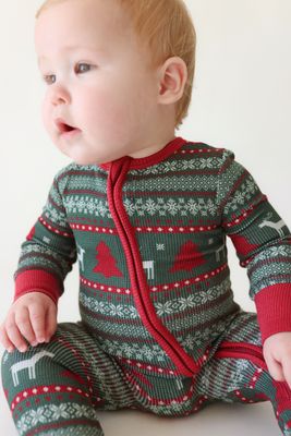 Posh Peanut Bamboo  waffle weave convertible one piece- Holiday Fair Isle
