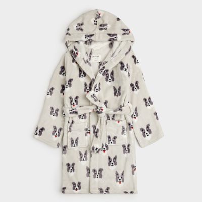 Petit Lem OZ Shepherd Pup  print plush hooded robe