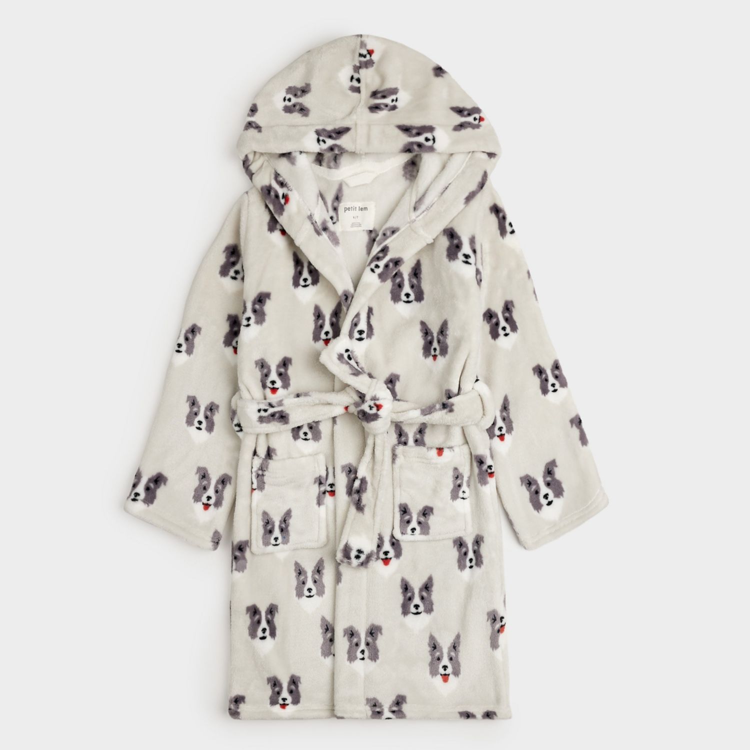 Petit Lem OZ Shepherd Pup  print plush hooded robe