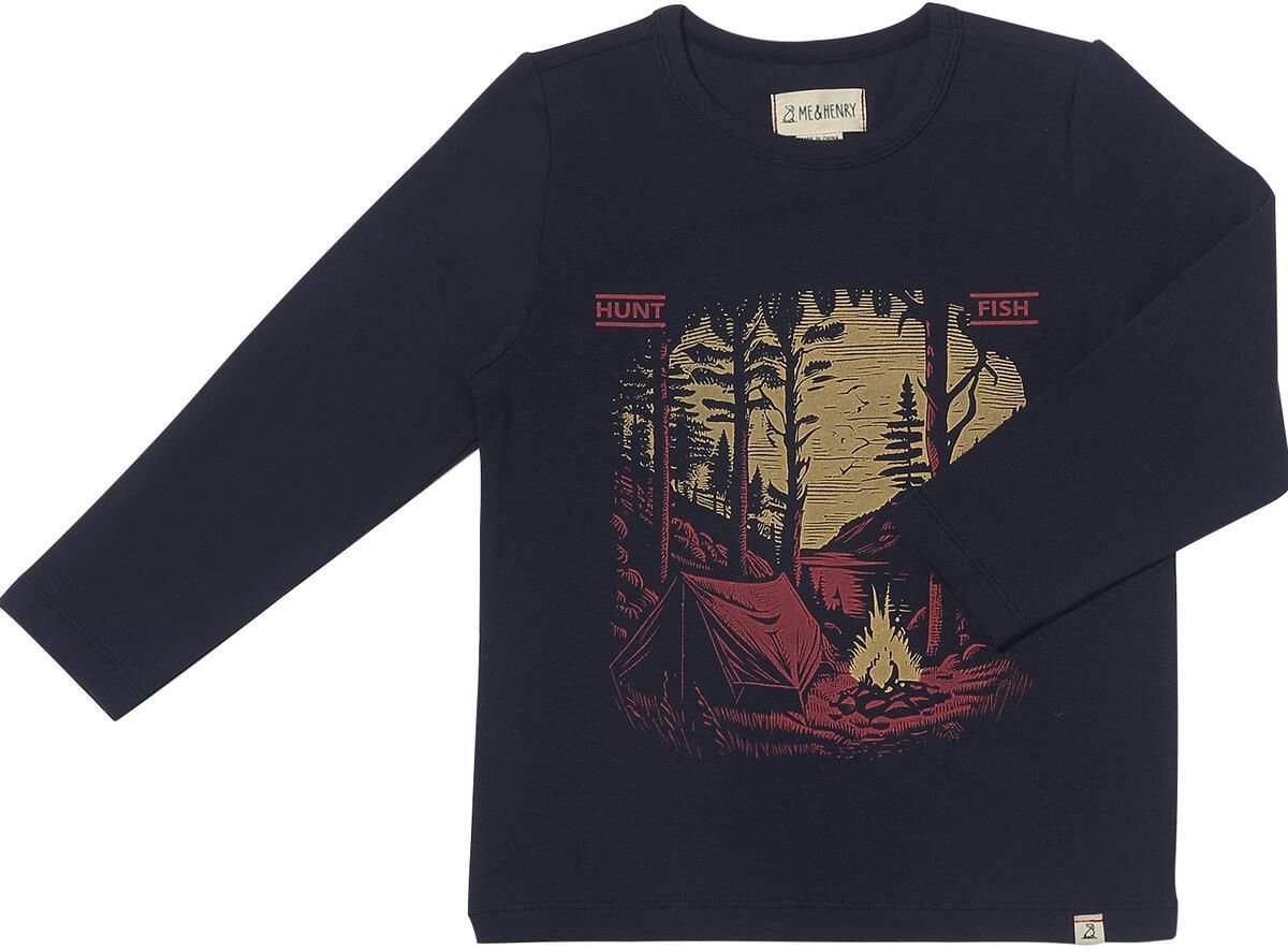Me &amp; Henry  cotton navy camping shirt- Long sleeve