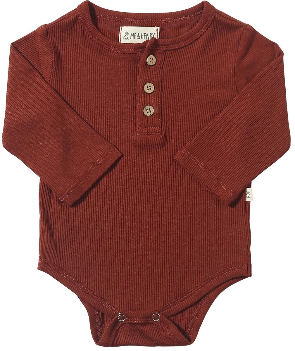 Me &amp; Henry Aynor rib onesie-rust
