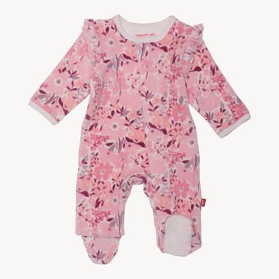 Magnetic Me &quot; Chloe 75% organic cotton/ polyester velour floral footie