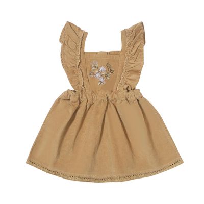 Ettie &amp; H corduroy jumper dress with embroidery-tan