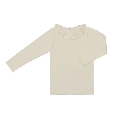 Ettie &amp; H Miriam ivory pointelle ruffle neck top