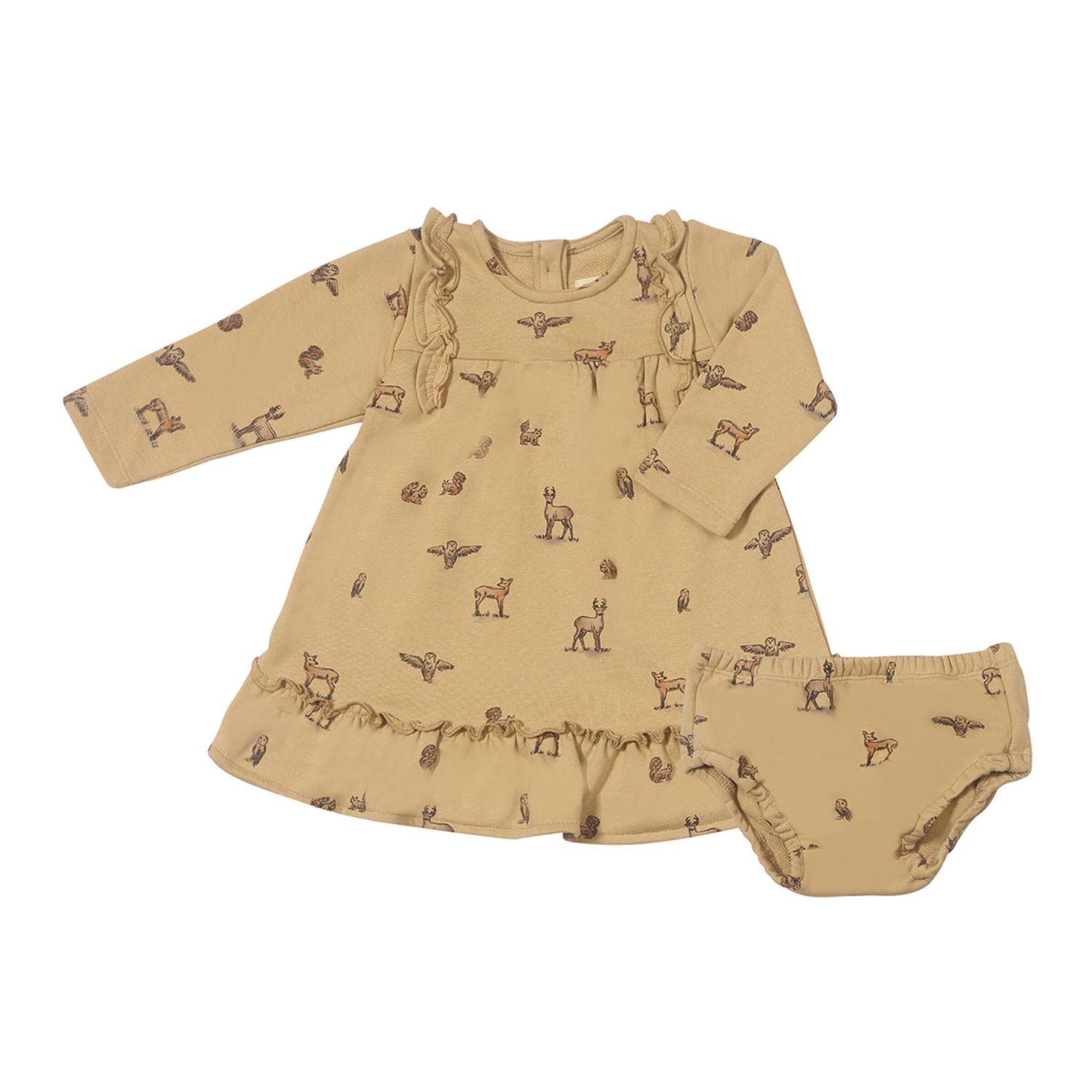 Ettie &amp; H cotton French Terry Aswen dress with deer-critters