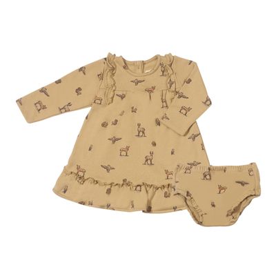 Ettie &amp; H cotton French Terry Aswen dress with deer-critters