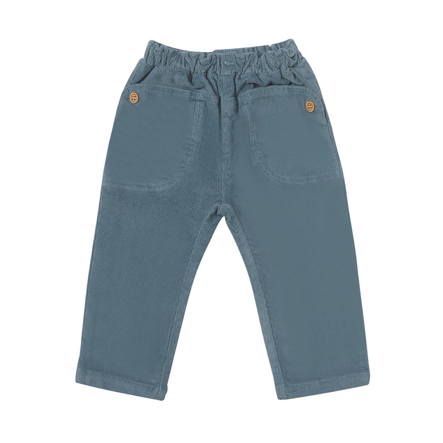 Ettie &amp; H Fred chunky blue corduroy pants with button front pockets and flap back pocket