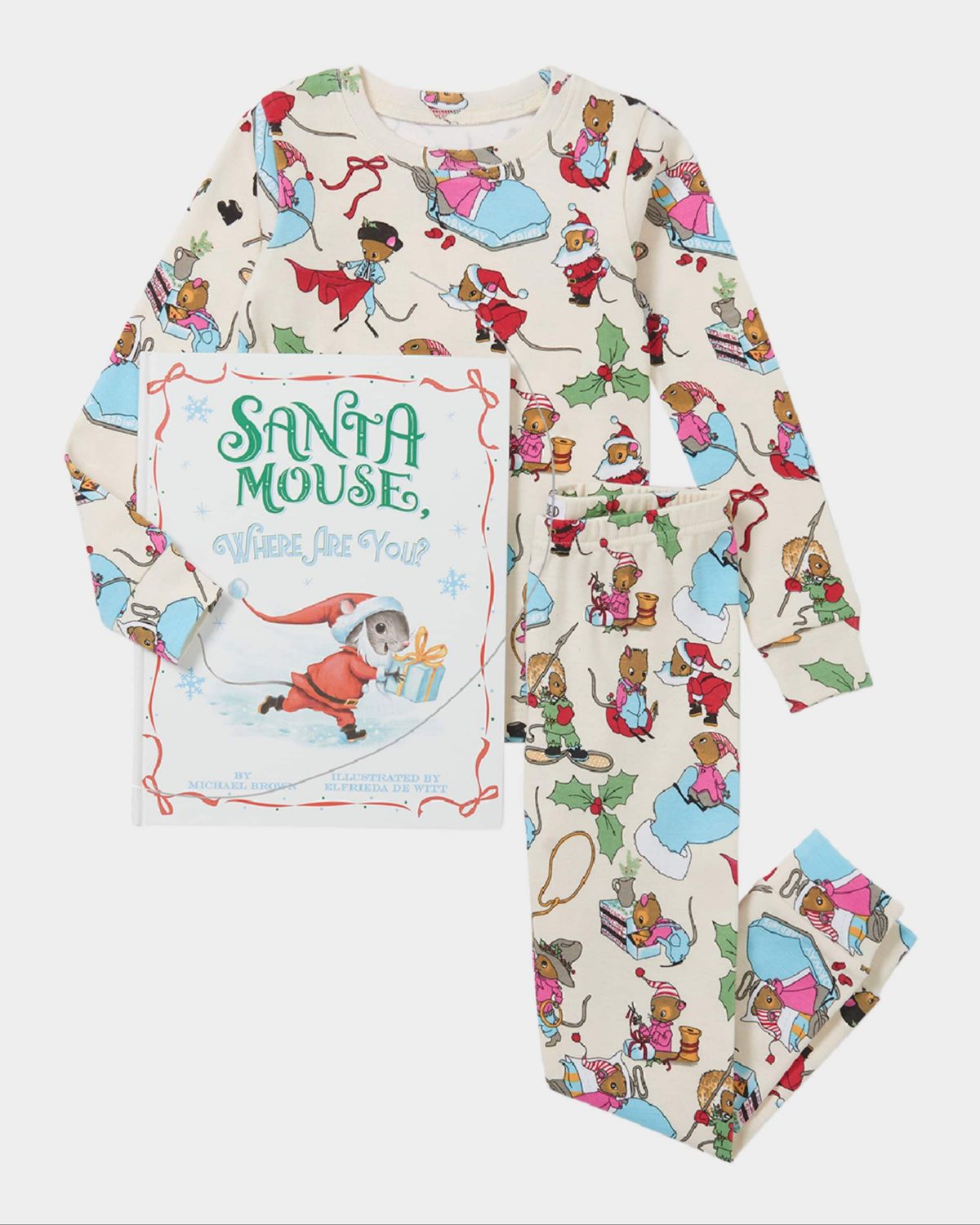 Books to Bed Santa Mouse Pajama set-with book