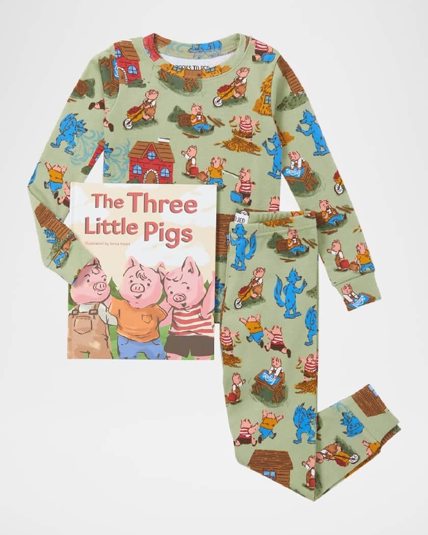Books to Bed three little pigs Pajama set-with book