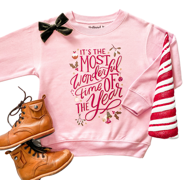 Holland Ave &quot;Most wonderful time of the year&quot; pink sweatshirt-100% cotton